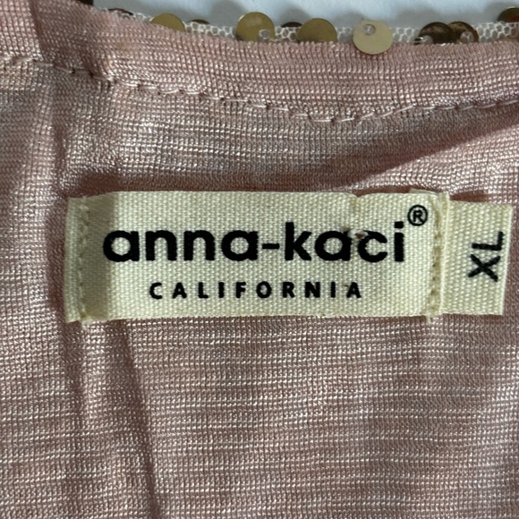 Anna-kaci Womens Pink short Sleeve Sequin Top Size XL - Picture 3 of 5